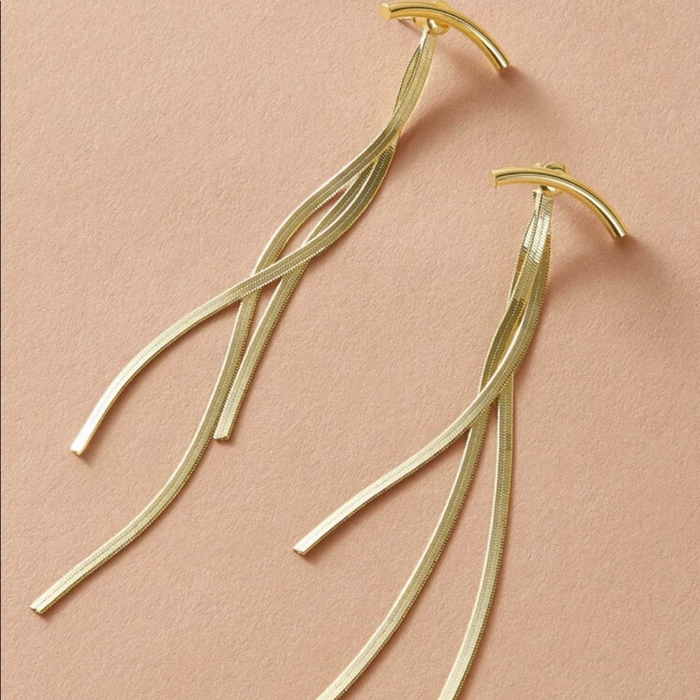 Gold Dangle Earrings - Picture 3 of 6